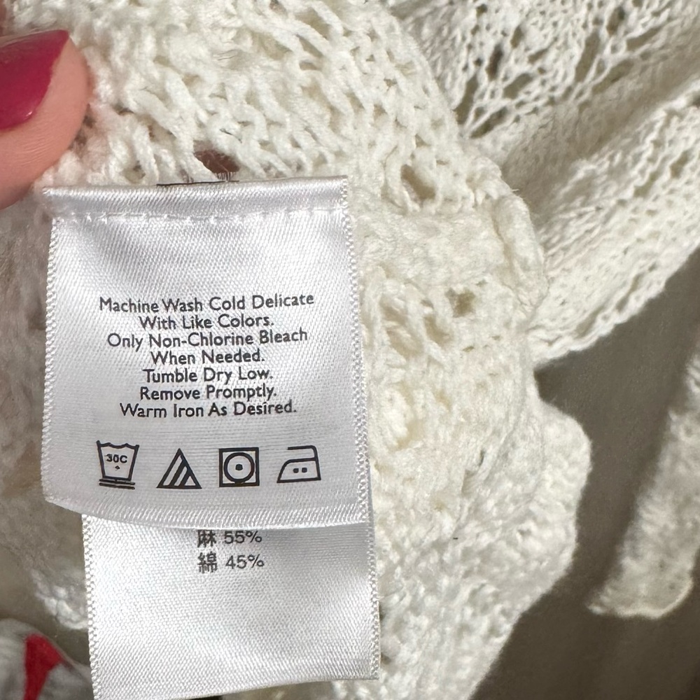 Eddie Bauer white crochet sweater/‎ cover up size L - Picture 4 of 5